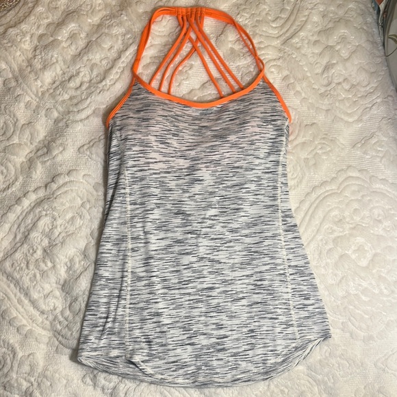 lululemon athletica Tops - Lululemon Athletica built in bra tank top Gray and Orange Sz 6